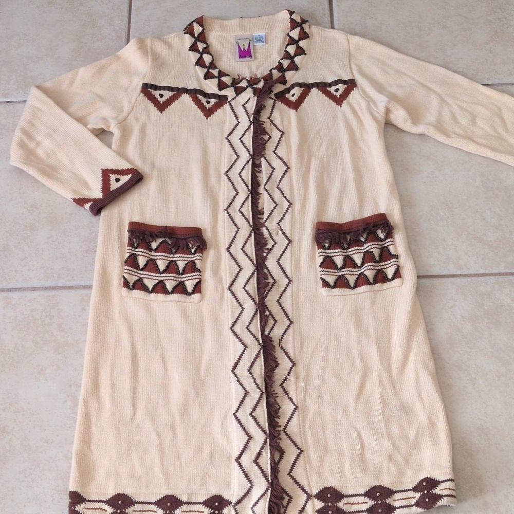 Vintage Anthony Originals Ethnic Long Cardigan Size Small